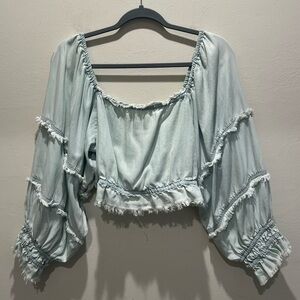 NWOT!! Ramy Brook Chambray Bubble Sleeve Top
